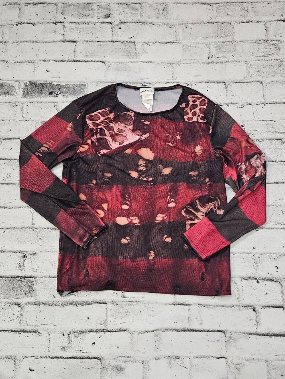 A Nightmare on Elm Street Freddy Krueger Striped Long Sleeve Shirt Medium